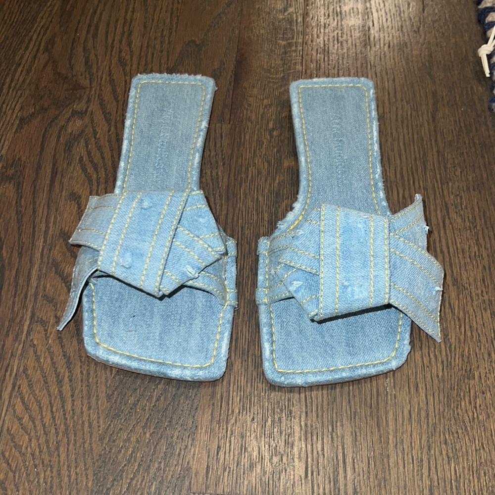 Acne Studios Musubi Bow Denim Slides